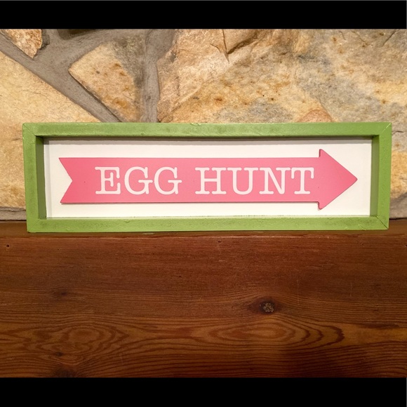 Easter Egg Hunt Sign, Green & Pink Arrow Egg Hunt Decor Sign, Tabletop or Wall - Picture 10 of 12